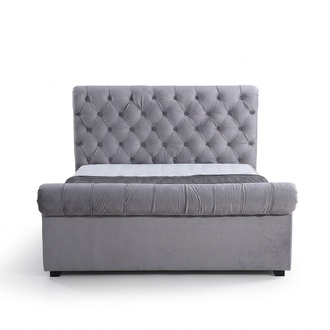 Design Chesterfield Bett Textil Polster Leder Hotel Betten Schlafzimmer Neu