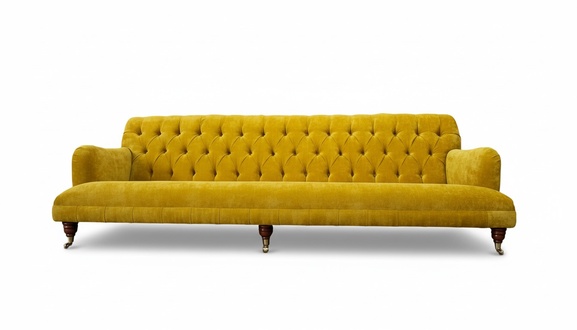 Design Chesterfield Chesterfield Textil Gelb 5 Sitzer Couch Polster