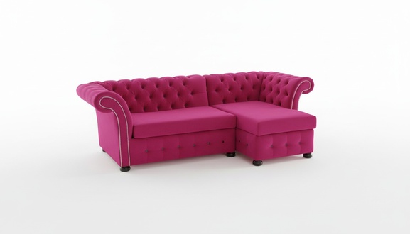 Design Chesterfield Ecksofa Eckcouch Couch Rosa Textil Sofa Couchen