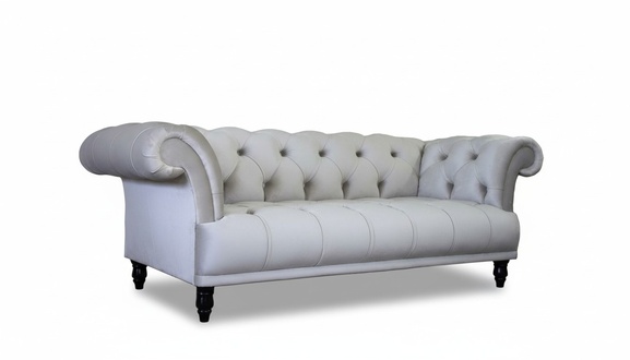 Design Chesterfield Klassik Weiß 3- Sitzer Couch Leder Couch Polster Sofas