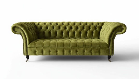 Design Chesterfield Sofa 3 Sitzer Grün Couch Polster Sofas Wohnzimmer1