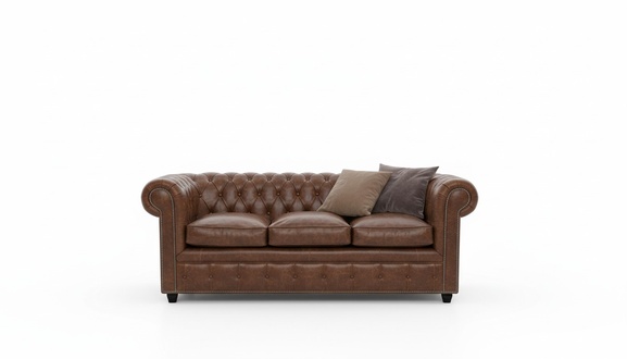 Design Chesterfield Sofa 3-Sitzer Braun Couch Polster Leder Sofas