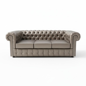 Design Chesterfield Sofa 3-Sitzer Gold Couch Polster Leder Sofas Wohnzimmer