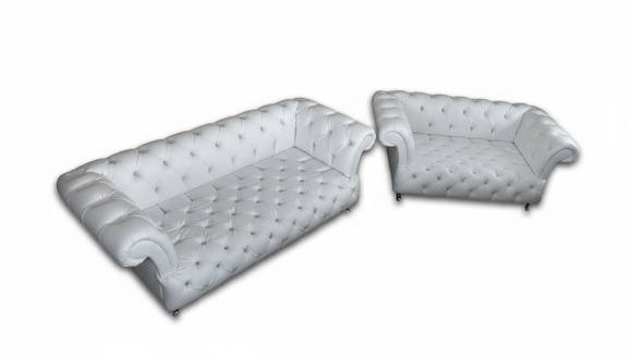Design Chesterfield Sofagarnitur 3+1 Couch Leder Couch Polster Sofas