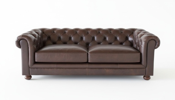 Design Chesterfield Sofagarnitur 3- Sitzer Couch Leder Couch Polster Sofas