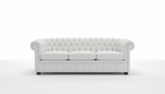 Design Chesterfield Sofagarnitur 3-Sitzer Leder Couch Weiß Polster Sofas