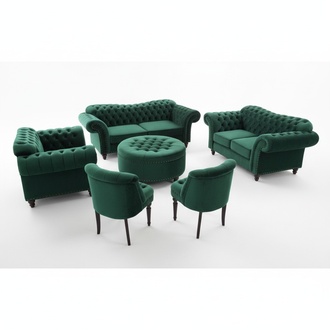 Design Chesterfield Sofagarnitur 6 Teiliges Set Sessel Hocker Couch Polster