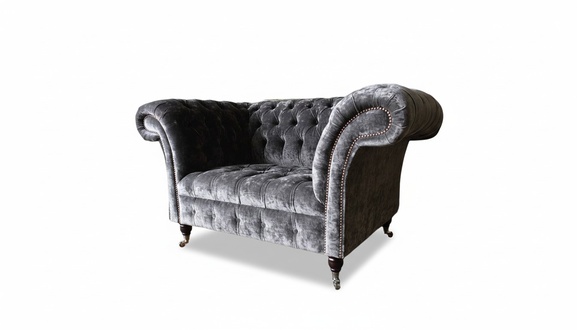 Design Chesterfield Stoff Couch Sessel 1.5 Sitzer Polster Lounge Neu