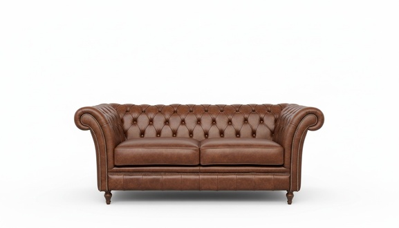 Design Club Lounge Chesterfield Sofagarnitur 2-Sitzer Leder Couch Polster