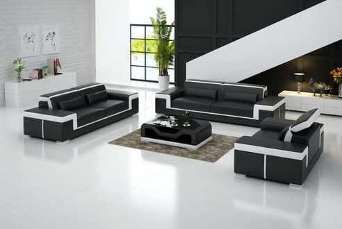 Design Couch Polster Sofas Leder Modern Sofagarnitur 3+1 Sitzer Komplett Set Neu