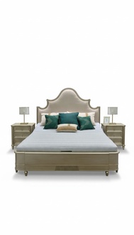 Design Doppel Hotel Betten Schlafzimmer Holz Möbel Bett Polster Holz 180x200 Neu