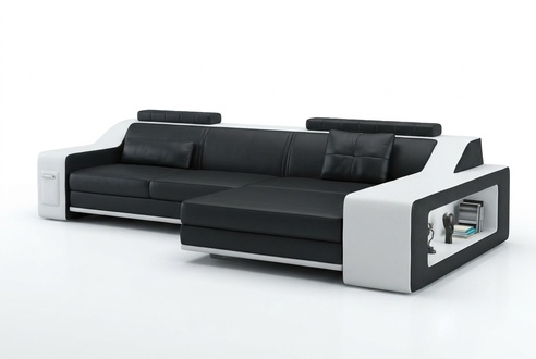 Design Ecksofa Sofa Couch Polster Sitz Eck Garnitur Sofas Leder Textil Themar SW