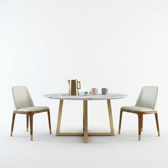 Design Ess Tisch Rund Metall Runde Tische Wohn Zimmer Luxus Gold Marmor Imitatio
