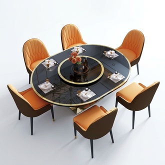 Design Ess Zimmer Stuhl Set Metall Tische Sessel 6x Stühle + Tisch Garnitur Neu