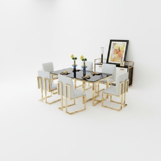 Design Esstisch Holz mit Edelstahl Elementen Tische Esszimmer Möbel 140/150x80cm