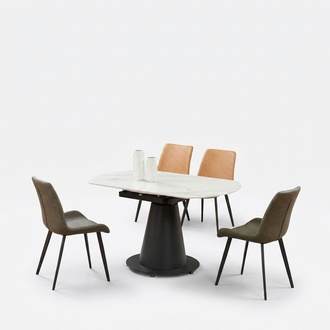 Design Esstisch Runder Tisch Esszimmer Wohnzimmer Tische 150x90 Edelstahl Möbel.
