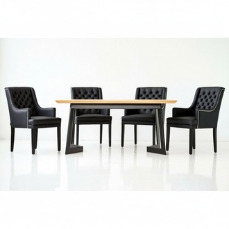 Design Esszimmer Tisch 4 Chesterfield Lehnstühle Sitz Gruppe Stühle Sessel Stuhl
