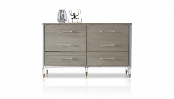 Design Kommode 6 Schubladen Sideboard Lowboard Schrank Anrichte in Braun Neu