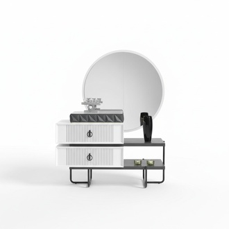 Design Kommode Anrichte Schrank Kommoden Sideboard 2tlg. Spiegel Möbel