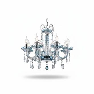 Design Kronleuchter Bohemia Decken Leuchte Blaue Kristall Lampe Lampen