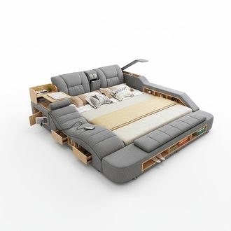 Design Leder Betten Hotel Doppel Neu Multifunktions Bett Bluetooth Boxen Luxus