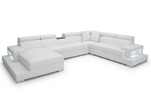 Design Leder Polster Sitz Zimmer Eck Wohn Sofa Couch XXL Designer