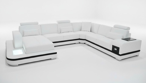 Design Ledersofa Sofa Modernes Polster Leder Ecksofa Couch Textil Wohnlandschaft