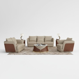 Design Ledersofa Sofagarnitur 321 Sitzer Couchtisch 2x Beistelltisch Sofa Neu