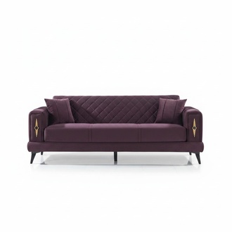 Design Lila Sofa 3 Sitzer Wohnzimmer Textil Polstermöbel Modern Dreisitzer Sofa