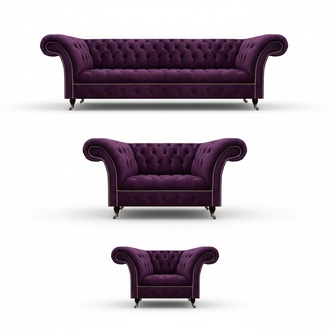 Design Luxus Möbel Lila Polstermöbel Sofagarnitur 4+2+1 Sitzer Textilsofa