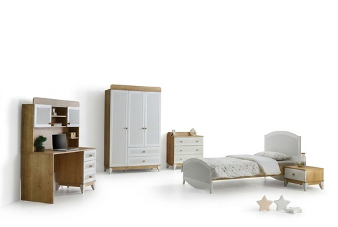 Design Mädchen Jugendzimmer Set Bett Nachttisch Kleiderschrank Schlafzimmer 5tlg
