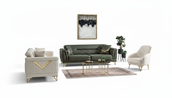 Design Modernes Wohnzimmer Set Sofagarnitur 3+3+1 Wohnzimmer Möbelset