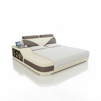Design Polster Doppel Bett Schlafzimmer Betten 140x200cm + USB & Regal