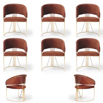 Design Polster Sitz 6 Stühle Gruppen Garnitur Sessel Lounge Set Luxus