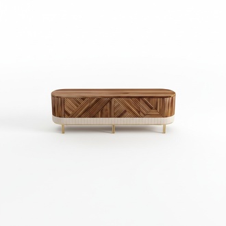 Design rtv Tisch Side Board Klassisch Low Tische Kunstleder Metall Wohnzimmer
