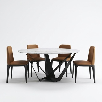 Design Rund Tisch 4x Sessel Stühle Ess Zimmer Sitz Polster Runde Tische Garnitur