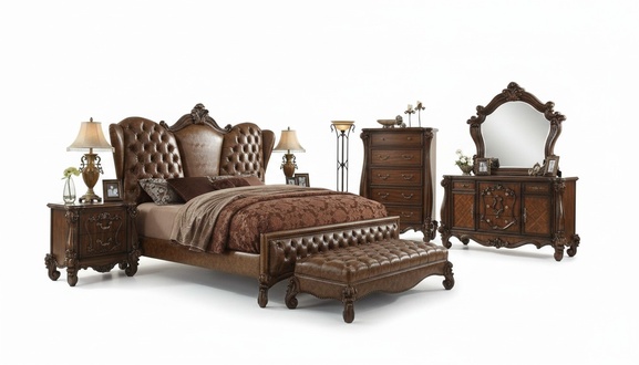 Design Schlafzimmer 6 tlg. Schlafzimmer Komplett Set Bett Nachttisch Kommode Neu