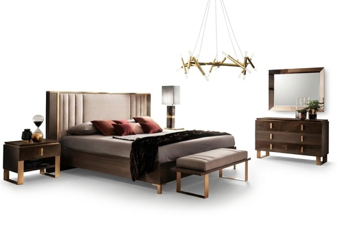 Design Schlafzimmer 6 tlg. Komplett Set Bett Nachttisch Kommode Arredoclassic