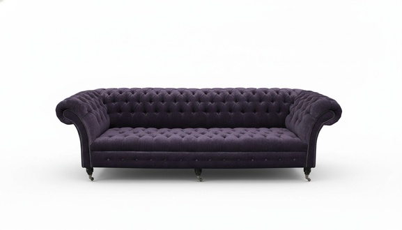 Design Sofa 4 Sitzer Couch Textil Polster Lila Klassische Sofas Chesterfield