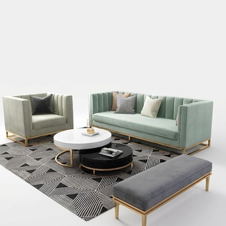 Design Sofa Möbel Wohn Zimmer Set Couch Polster Sitz Garnitur Samt 3+1