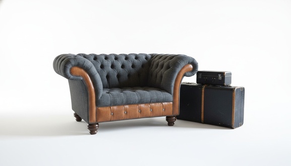 Design Sofa Sessel 1 Sitzer Couch Polster Luxus Klassische Textil Chesterfield