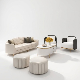 Design Sofagarnitur Couch Couchtisch Sofa 6tlg Wohnzimmer Set Hocker Luxus Möbel