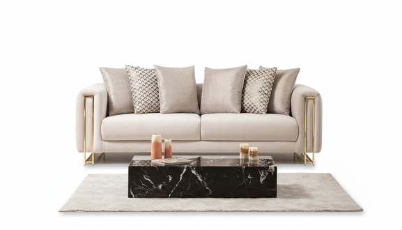 Design Textil 3 Sitzer Weiß Elegant Modern Sofa Couch Polsterung Neu Wohnzimmer