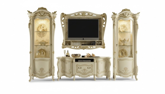 Design Wohnwand Sideboard 2x Schrank rtv tv Rahmen Anrichte 4 tlg. Set Vitrine