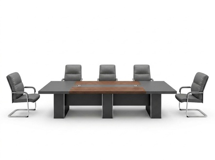 Designer Besprechungstisch Großer Bürotisch Grauer Edler Konferenztisch