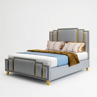 Designer Bett 180x200 Leder Metall Betten Doppel Schlaf Zimmer Luxus Ehe Hotel