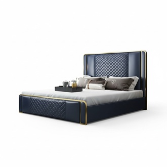 Designer Bett 180x200 Leder Hotel Metall Betten Doppel Ehe Schlaf Zimmer Luxus
