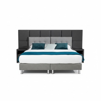 Designer Bett Schlafzimmer Betten Textil Leder Hotel Luxus Polster Samt Grau Neu