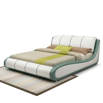 Designer Bett Schlafzimmer Doppelbett Betten Leder Hotel Luxus Polster