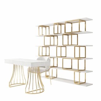 Designer Büro Arbeit Zimmer Set Regal Tisch Sessel Komplett Set Möbel 3tlg. Neu